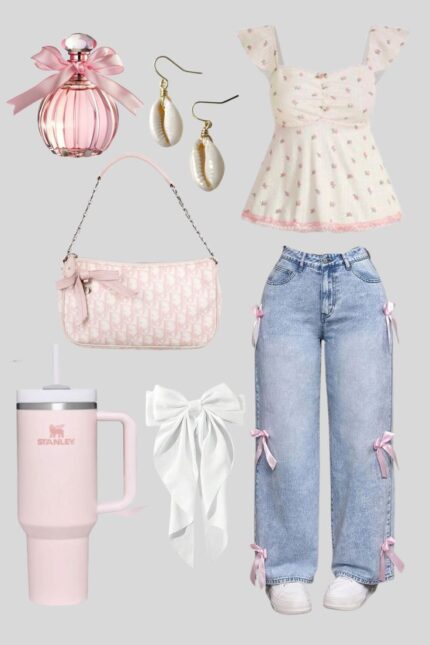 Soft Girl Summer Outfit – Cute Pink & Denim Aesthetic Look 2025. Summer Outfit Ideas. Pink